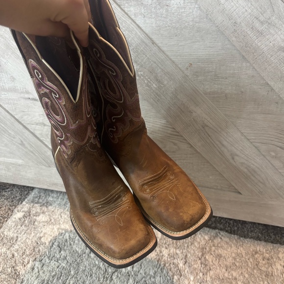 Ariat QuickDraw Brown Leather Western Boots Ladies Woman 7.5 Cowgirl Rodeo - Picture 10 of 12